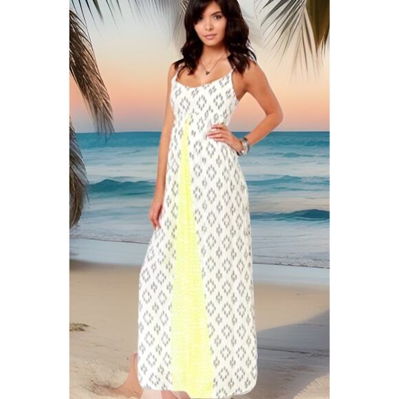 O' Neill Lagoon Maxi Dress Yellow Summer Boho Sundress Surfer Beachy Fairy Sz 7 - Picture 1 of 12